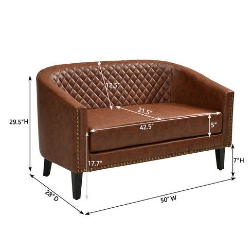 Logan Faux Leather Tufted Loveseat | Fabric Loveseat Couch | Kinwell Furniture | Modern Loveseats & Comfortable Loveseat Sofa Couches